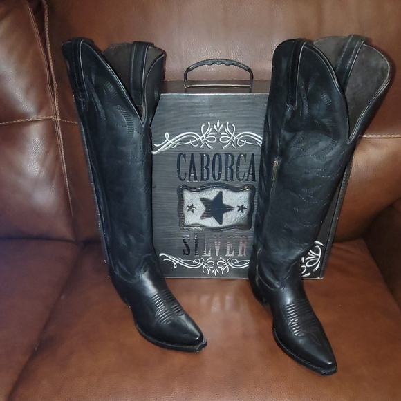 Caborca Silver Shoes - Serena Austin Black Leather Boots